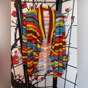 Western Large Bright Striped Shrug Cardigan Cover Up Sweater Top